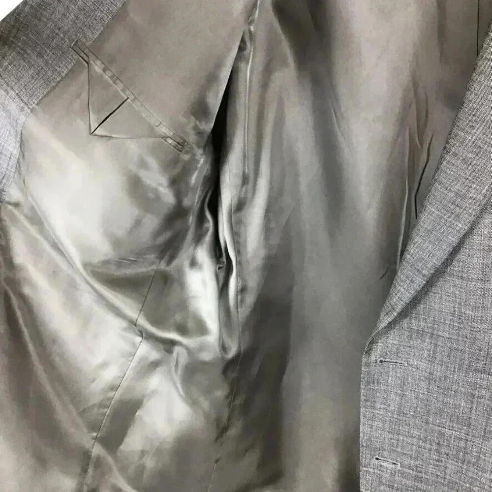 Men's Chaps Sport Coat Jacket Blazer 44L Long 100% Wool Heathered Gray Vented